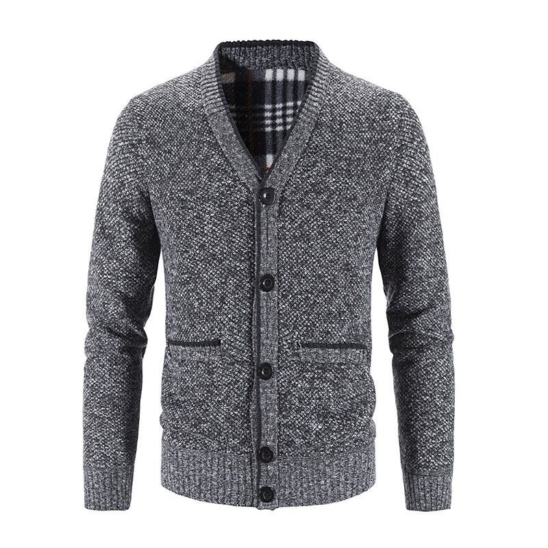 Men's Sweater Cardigan Fleece Sweater Knit Knitted Solid Color V Neck Stylish Daily Clothing Apparel Winter Red Blue S M L