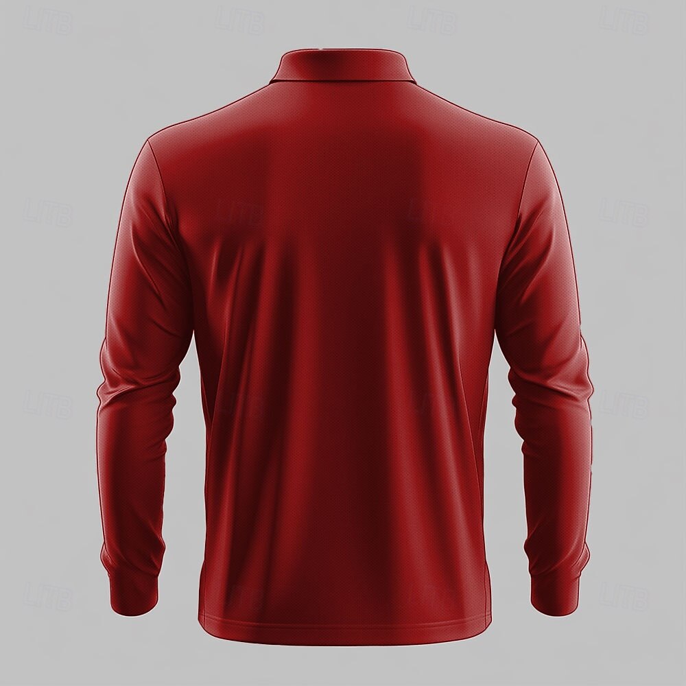 Christmas Men's Tree Zip Polo Long Sleeve Polo Shirts Collar Party Evening Wear Vacation New Years Eve Shirts 3D Print Black Red Blue