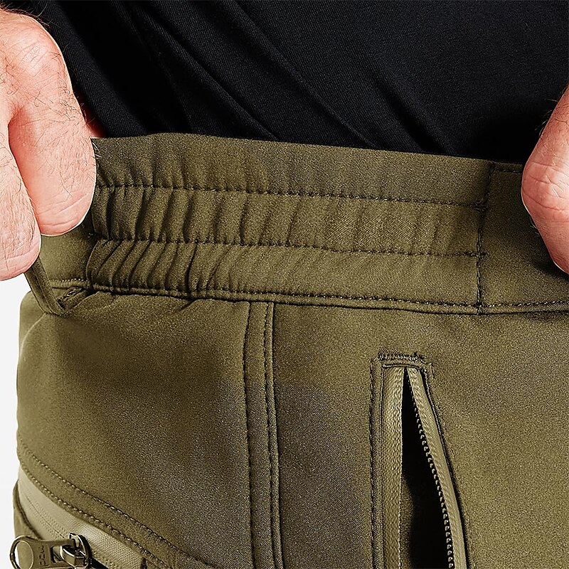 Men's Fleece Softshell Hiking Button Straight Leg Fleece Lined Plain Windproof Comfort Casual Daily Holiday Sports Fashion Cargo Pants