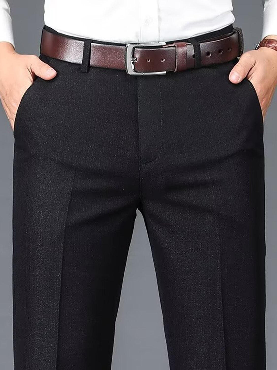 Men's Dress Pants Trousers Suit Pants Pocket Plain Comfort Breathable Outdoor Daily Going out Fashion Casual Black Khaki