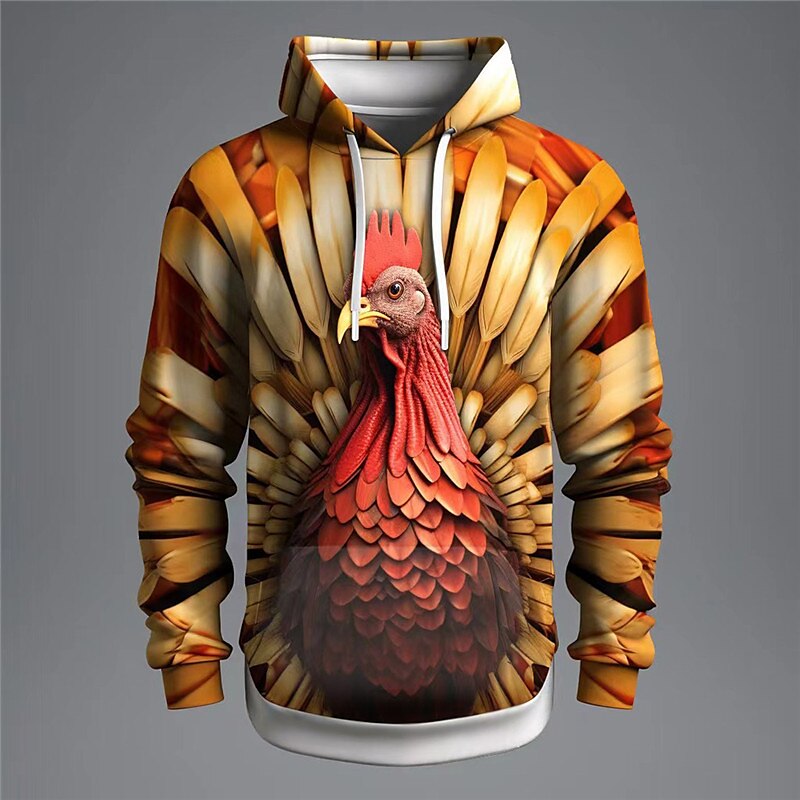  Men's Outdoor Fashion 3D Print Front Pocket Hoodie Sweatshirt