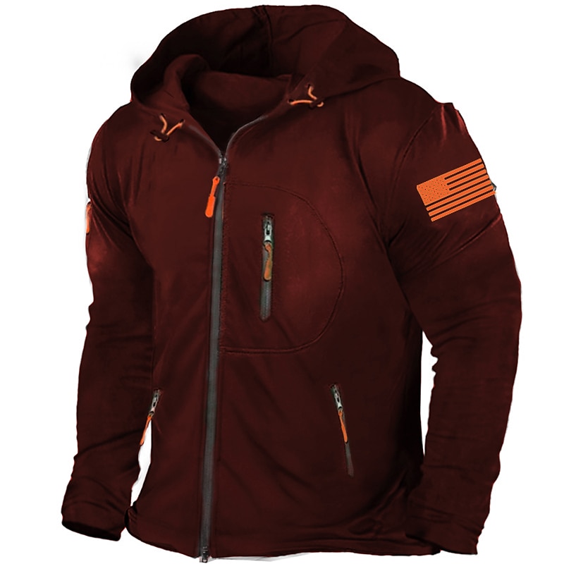 Men's Full Zip Sweat Hooded Plain Sports & Outdoor Sports Streetwear Hot Stamping Basic Casual Fall Winter Clothing Apparel Hoodie