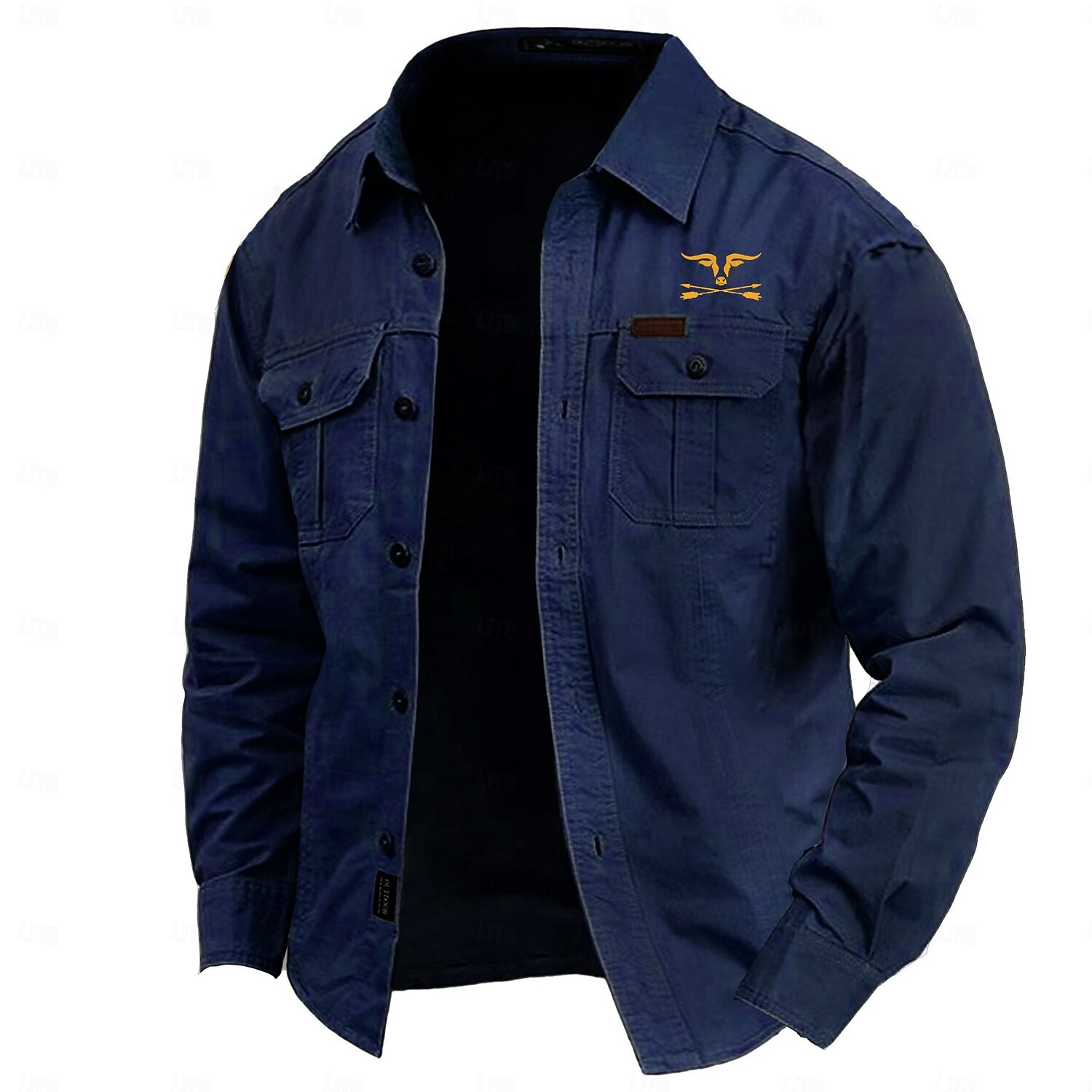 Men's Work Shirt Cargo Shirt Cow Print Casual Long Sleeve Western Shirt Sports & Outdoor Camping & Hiking Going out Winter Spring &  Fall Fold-over Collar Print 100% Cotton