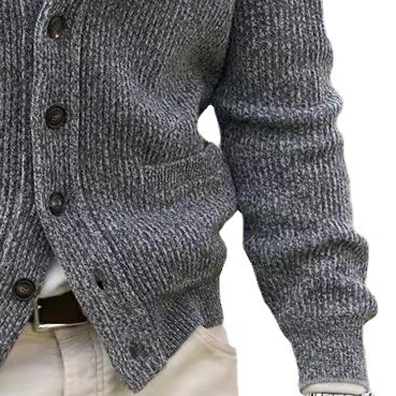 Men's Sweater Cardigan Sweater Ribbed Knit Regular Tops Knitted Plain Shawl Collar Vacation Fashion Casual Daily Wear Clothing Apparel Winter Spring &  Fall Black Navy Blue M L XL