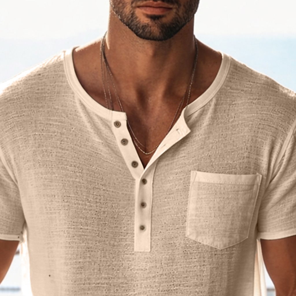 Men's HenleyT Shirt Knit Tee Tee Top Short Sleeve Henley Summer Solid Color Textured Fashion Lightweight Basic Mesh Knitted Casual Vacation Street Black Purple Green Top Tee for Men