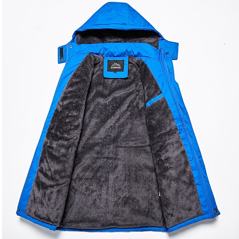 Men's Hoodie Jacket Ski Jacket Hiking Fleece Jacket Winter Outdoor Thermal Warm Fleece Lining Waterproof Windproof Outerwear Windbreaker Trench Coat Skiing Ski / Snowboard Fishing Black men Red men