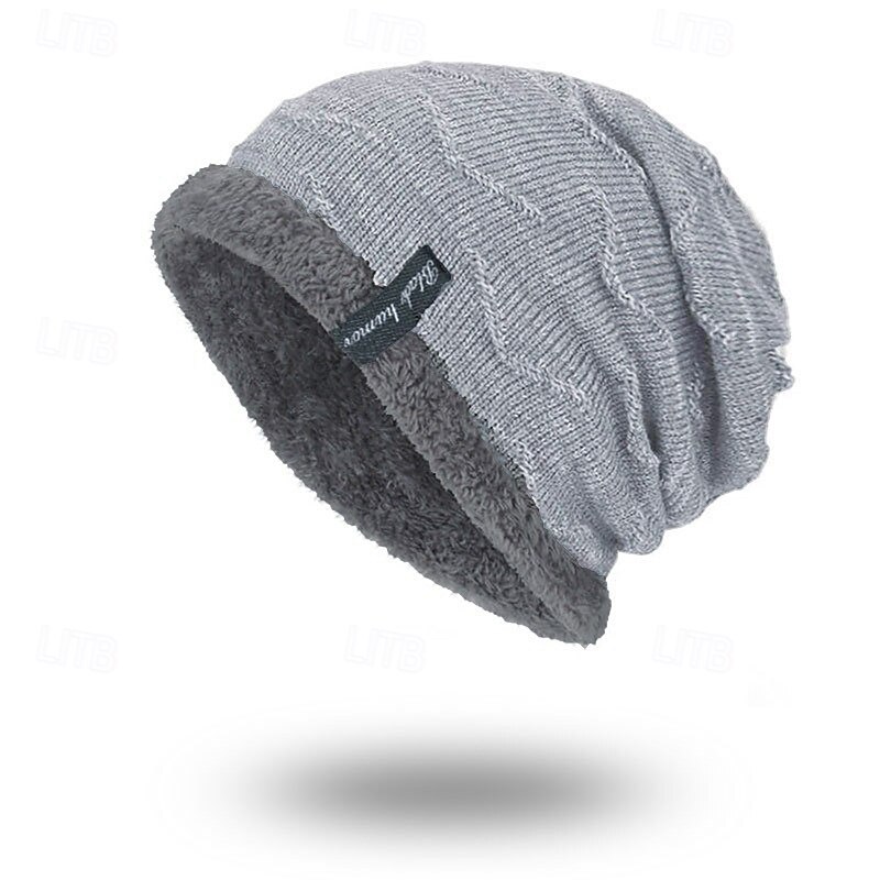 Men's Fleece Hat Protective Hat Black Gray Wine Outdoor Daily Pure Color Pure Color Warm / Fall / Winter
