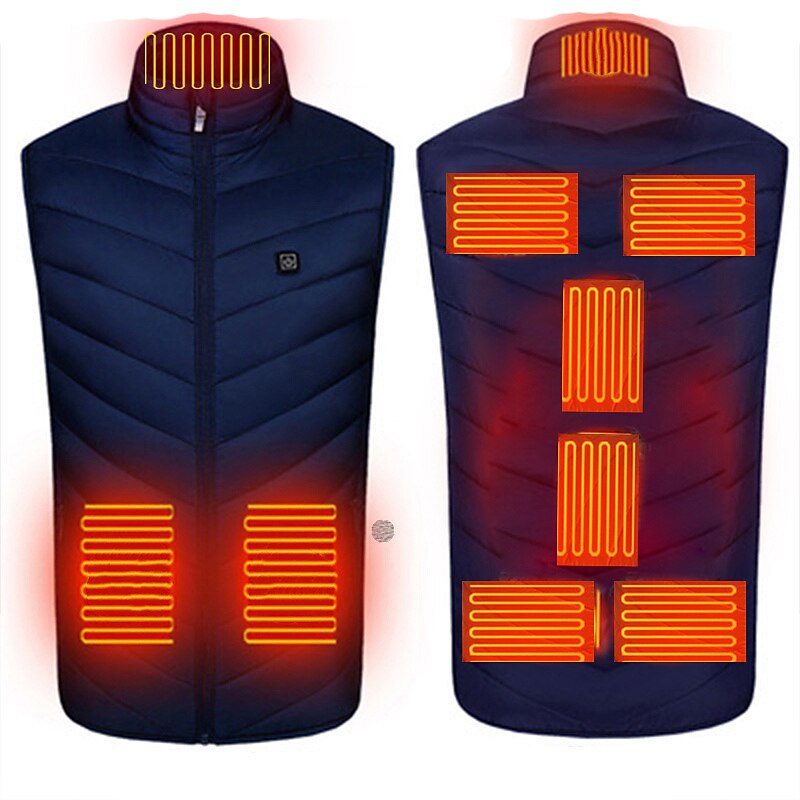 4/9 Heating Zones Vest Electric USB Heated Jacket by Graphene Men Women Warm Sportswear Coat For Camping Plus Size Snow Winter