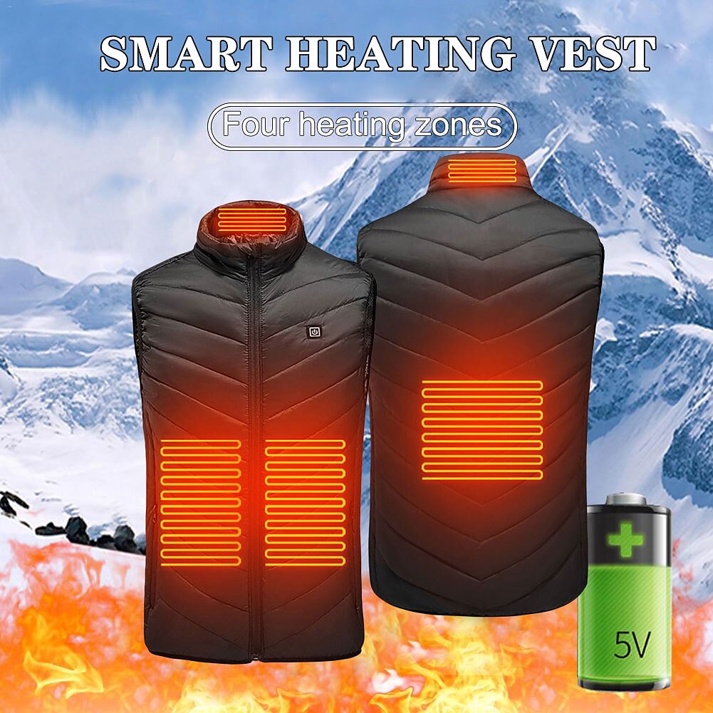 4/9 Heating Zones Vest Electric USB Heated Jacket by Graphene Men Women Warm Sportswear Coat For Camping Plus Size Snow Winter
