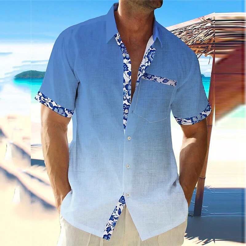Men's Outdoor Street Casual Daily Summer Turndown Short Sleeve Shirt