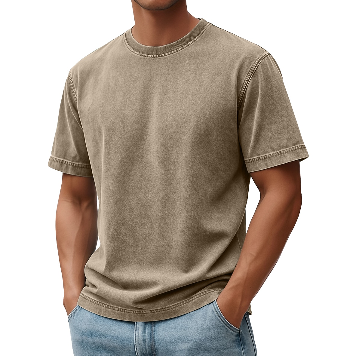 Men's T Shirt 100% Cotton Acid Wash Shirt Tee Top Short Sleeve Crew Neck Summer Spring Fall Plain Retro Vintage Casual Vintage Style Distressed Casual Blue Black Pink Top Tee for Men