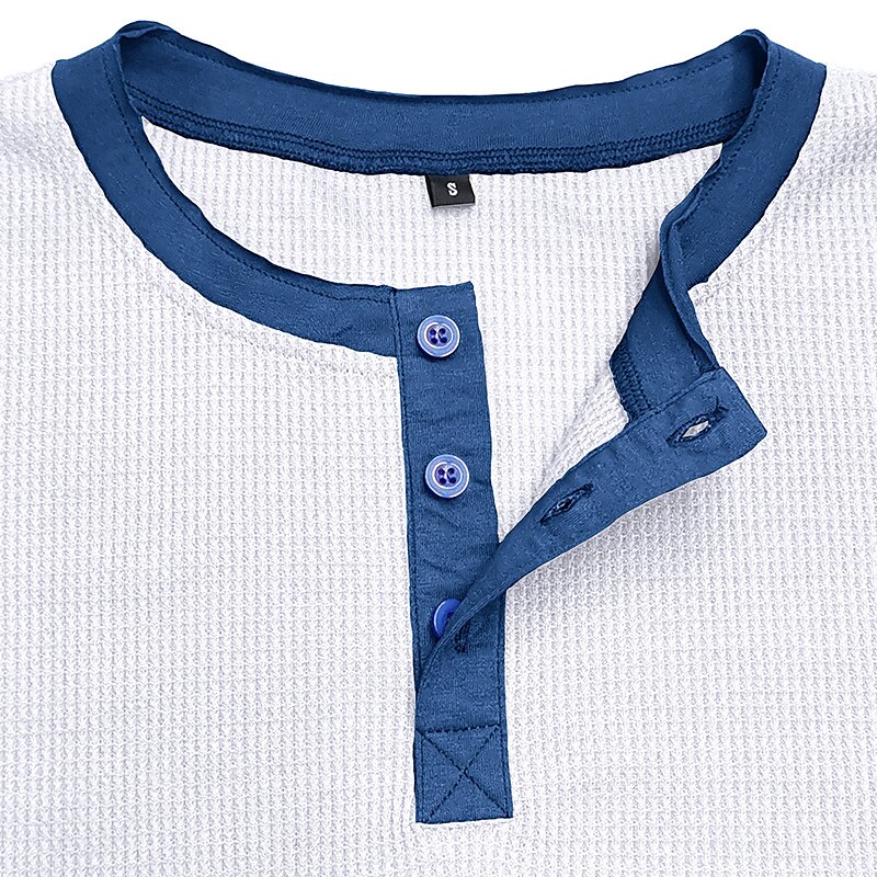 Men's Henley Waffle Knit Long Sleeve Color Block Street Vacation Patchwork Clothing Apparel Fashion Designer Basic T-shirt