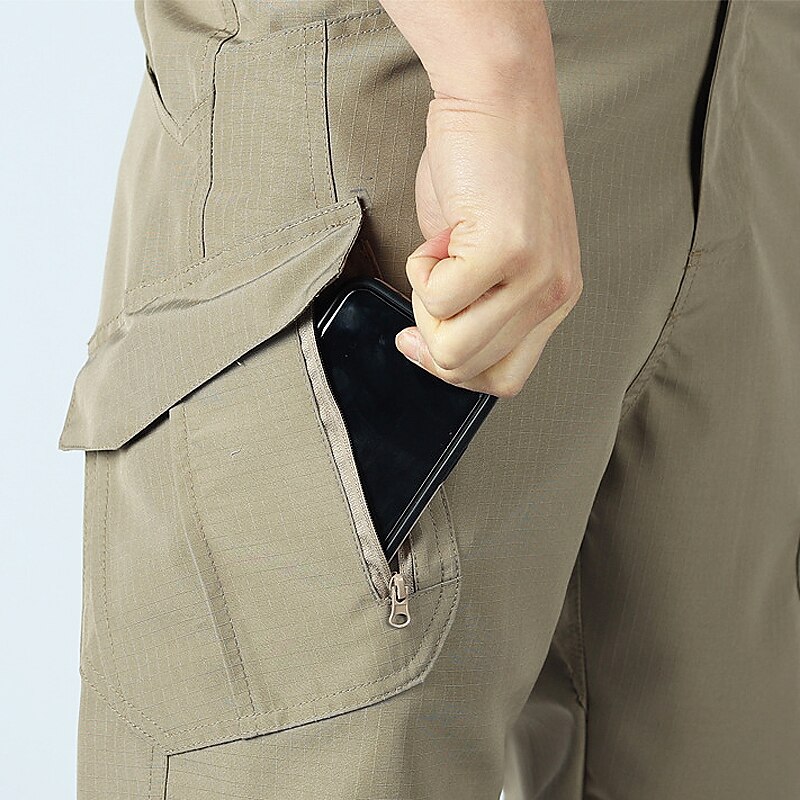 Men's Tactical Shorts Cargo Shorts Shorts Hiking Shorts Buttons Multi Pocket Plain Waterproof Wearable Knee Length Outdoor Camping & Hiking Military Athletic Black Green