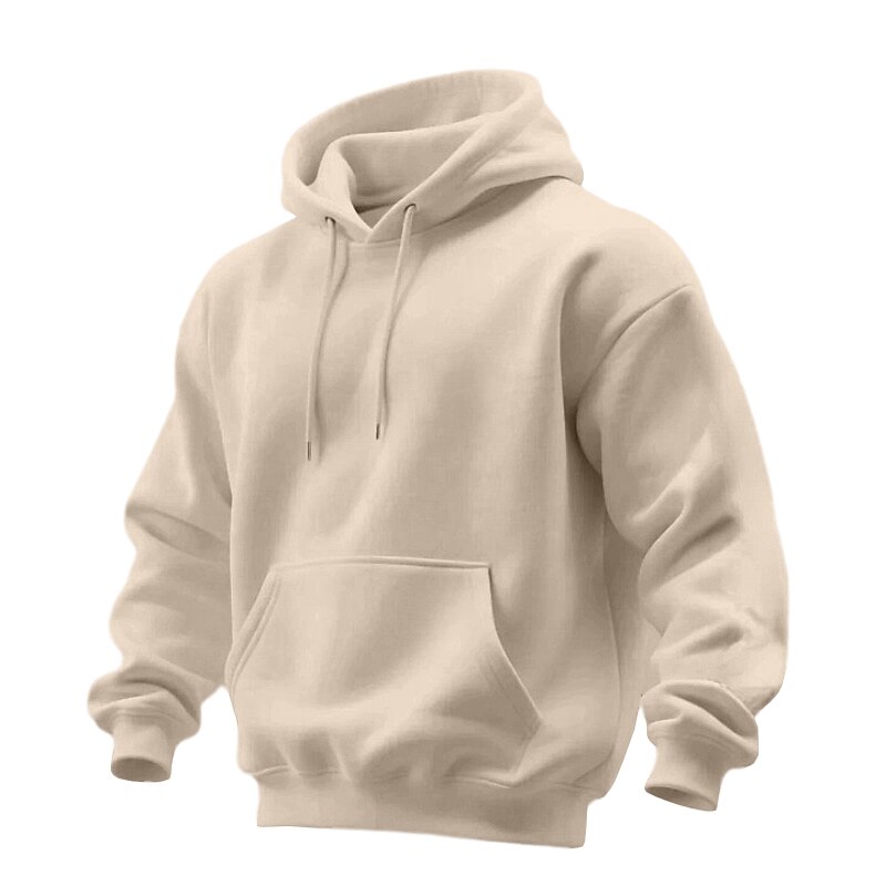 Men's Hoodie Pullover Hoodie Sweatshirt Apricot Black White Yellow Pink Hooded Plain Kangaroo Pocket Sports & Outdoor Casual Daily Streetwear Cool Sportswear All Seasons Clothing Apparel Hoodies