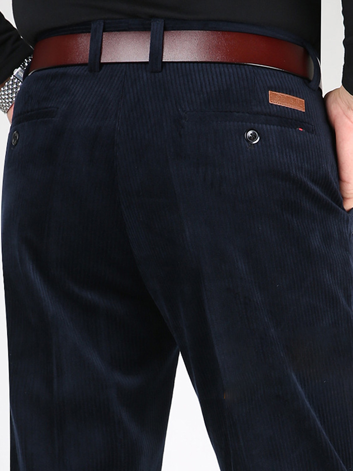 Men's Dress Pants Corduroy Pants Winter Pants Trousers Slacks Pocket Plain Comfort Breathable Outdoor Daily Going out Fashion Casual Black Army Green