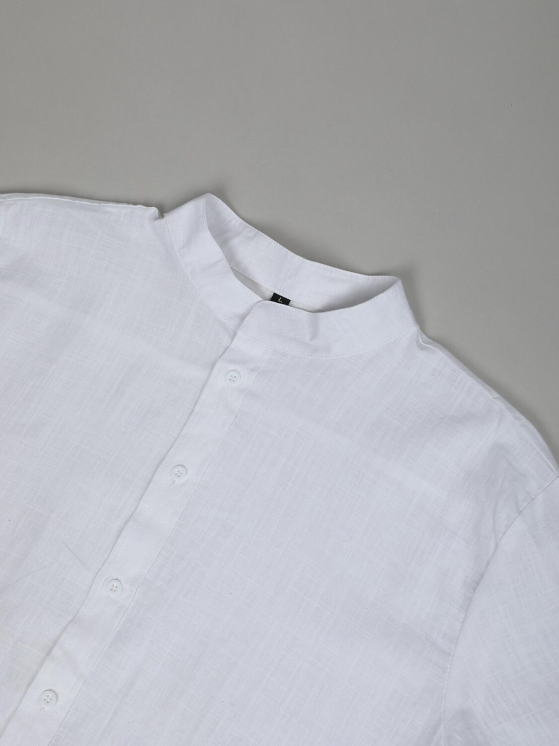 Men's Shirt Linen Shirt Button Up Shirt Summer Shirt Beach Shirt Black White Blue Short Sleeve Plain Band Collar Summer Casual Daily Clothing Apparel