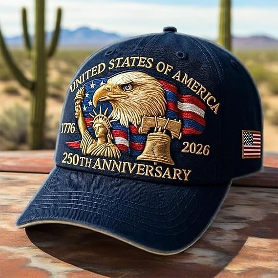 United States 250th Anniversary Cap Embroidered Patriotic Hat, Independence Day Celebration, USA Flag Design, Unisex Cap Perfect Patriotic Gift for Men and Women Semiquincentennial