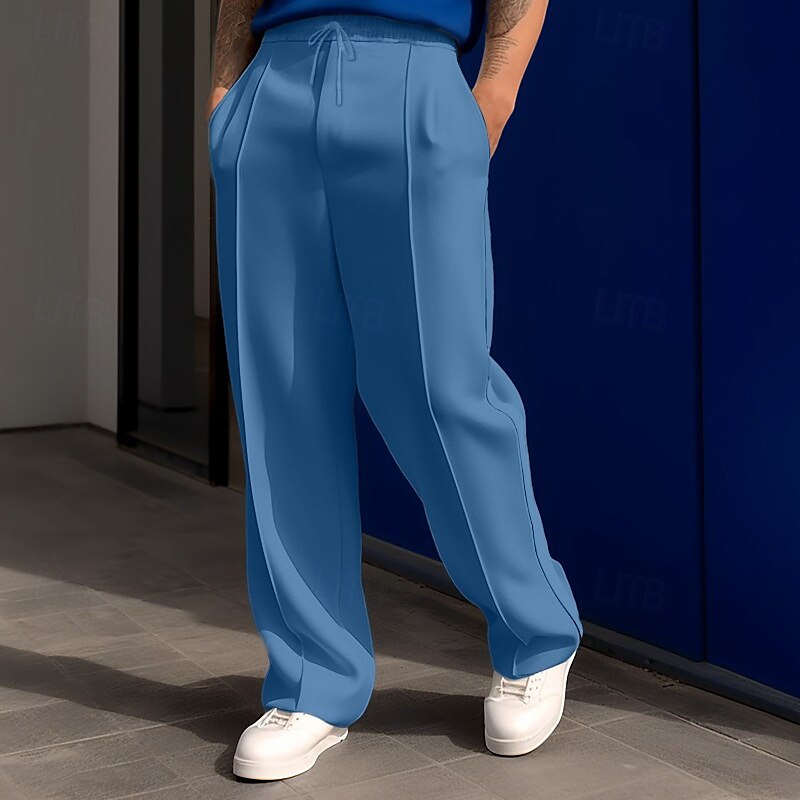 Men's Sweatpants Wide Leg Sweatpants Trousers Pocket Drawstring Elastic Waist Plain Comfort Sports Outdoor Daily Fashion Casual ArmyGreen Black Micro-elastic