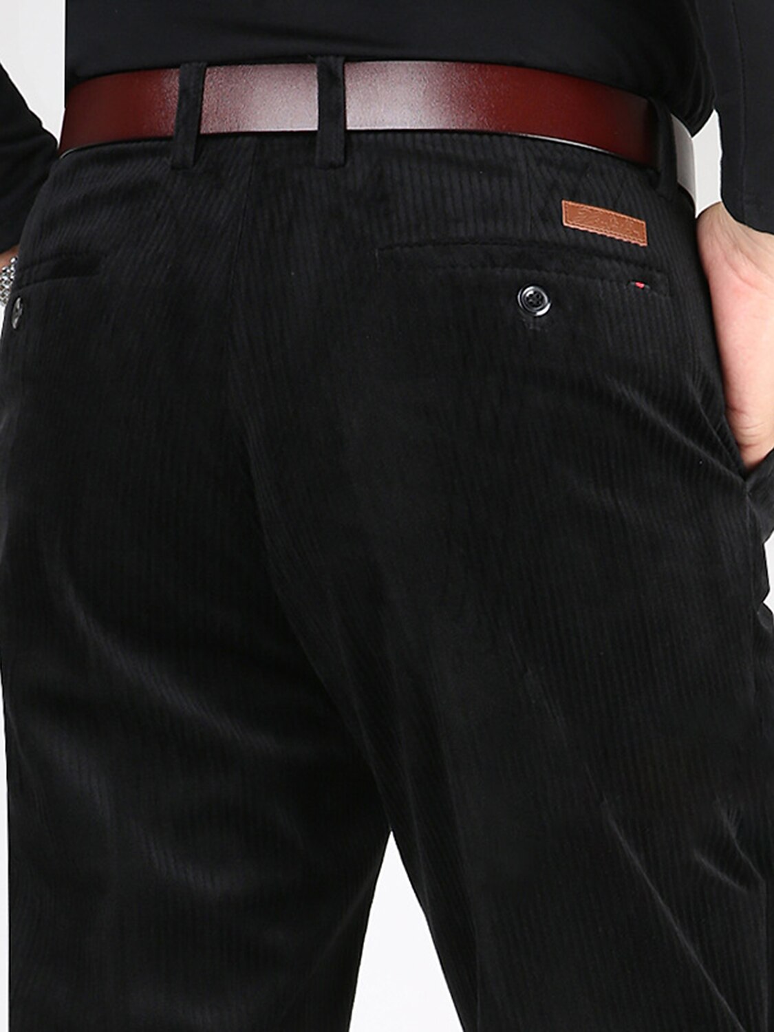 Men's Dress Pants Corduroy Pants Winter Pants Trousers Slacks Pocket Plain Comfort Breathable Outdoor Daily Going out Fashion Casual Black Army Green