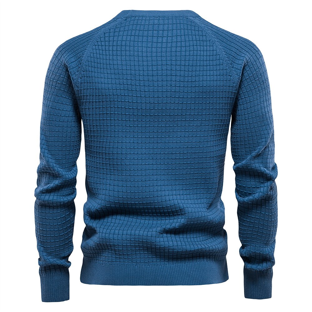 Men's Sweater Pullover Sweater Jumper Knitwear Ribbed Knit Regular Tops Plaid Crew Neck Knitwear Neutral Outdoor Casual Daily Clothing Apparel Spring &  Fall Navy Blue Blue S M L