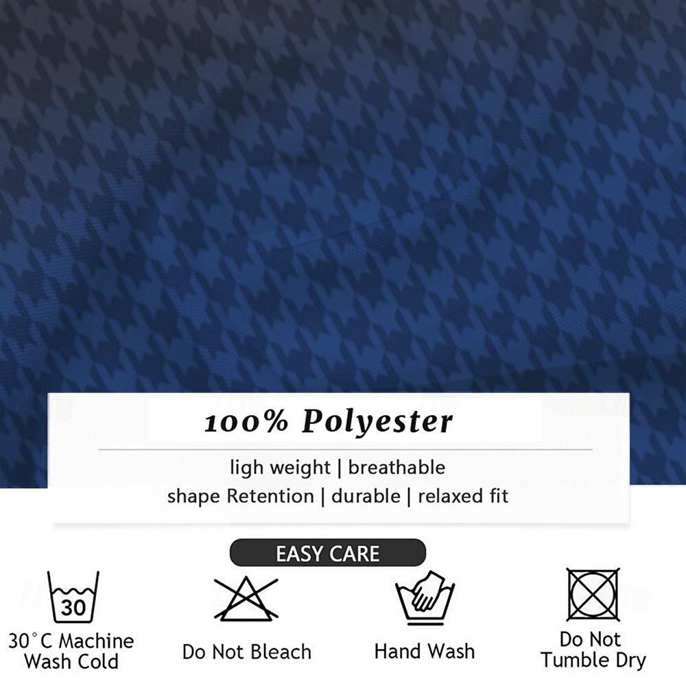 Houndstooth Business Casual Men's Shirt Button Up Shirt Summer Turndown Collared Shirts Long Sleeve Black, Red, Blue S, M, L Polyester Shirt