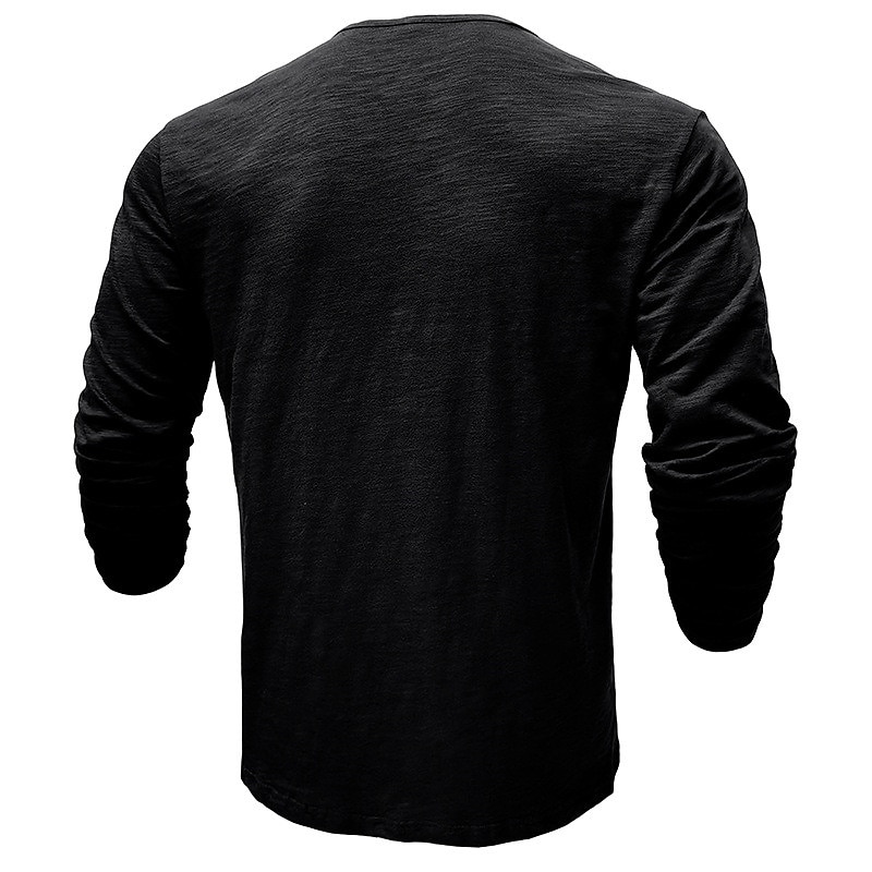 Men's Henley Long Sleeve Plain Street Vacation Long Sleeve Clothing Apparel Fashion Designer Basic T-shirt