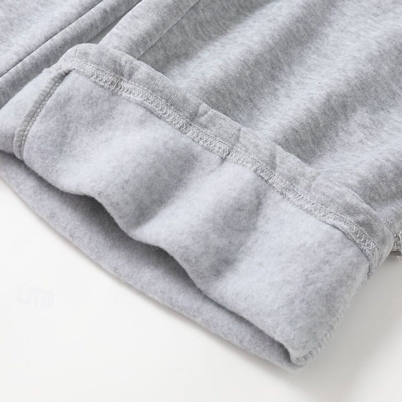 Men's Fleece Pants Sweatpants Joggers Trousers Cargo Sweatpants Drawstring Elastic Waist Multi Pocket Solid Color Windproof Outdoor Full Length Casual Daily Fashion Streetwear Loose Fit Black White