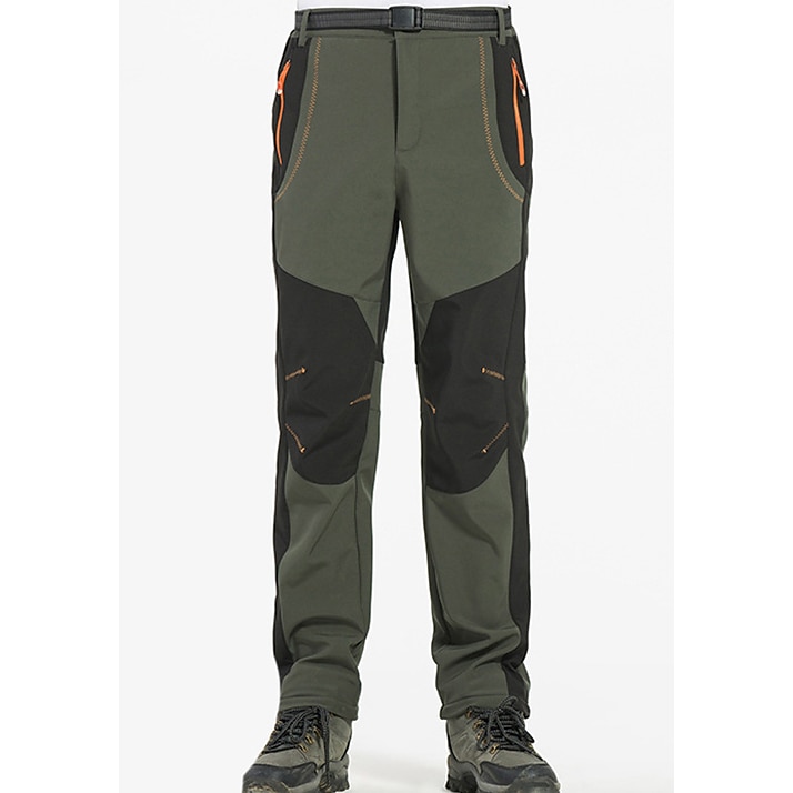 Men's Fleece Lined Pants Waterproof Hiking Pants Trousers Softshell Pants Winter Outdoor Thermal Warm Windproof Fleece Lining Pants / Trousers Bottoms Army Green Gray Black Hunting Fishing Climbing