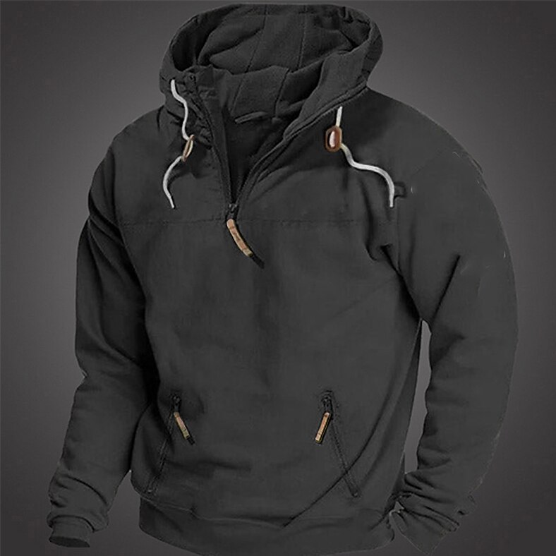 Men's Hoodie Quarter Zipp Hoodie Black Army Green Blue Brown Hooded Plain Sports & Outdoor Daily Holiday Streetwear Cool Casual Spring &  Fall Clothing Apparel Hoodies Sweatshirts  Long Sleeve