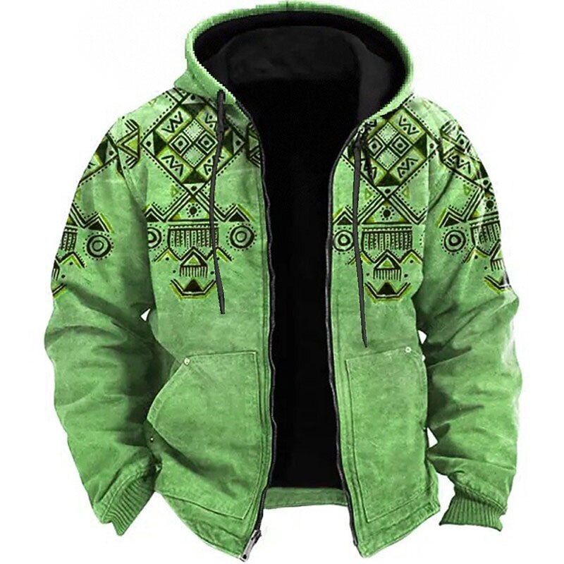 Men's Tribal Ethnic Hoodie Hoodies Sweatshirt Sports Ethnic Classic Casual Long Sleeve Hooded Vacation Holiday Streetwear Blue Brown Green Gray Pocket Print Spring &  Fall Designer S M L XL XXL 3XL