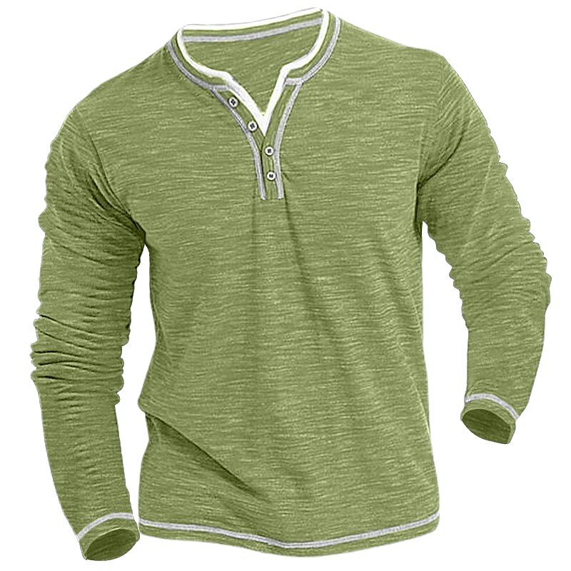 Men's Henley Shirt Tee Top Patchwork Henley Street Vacation Long Sleeve Clothing Apparel Fashion Designer Basic