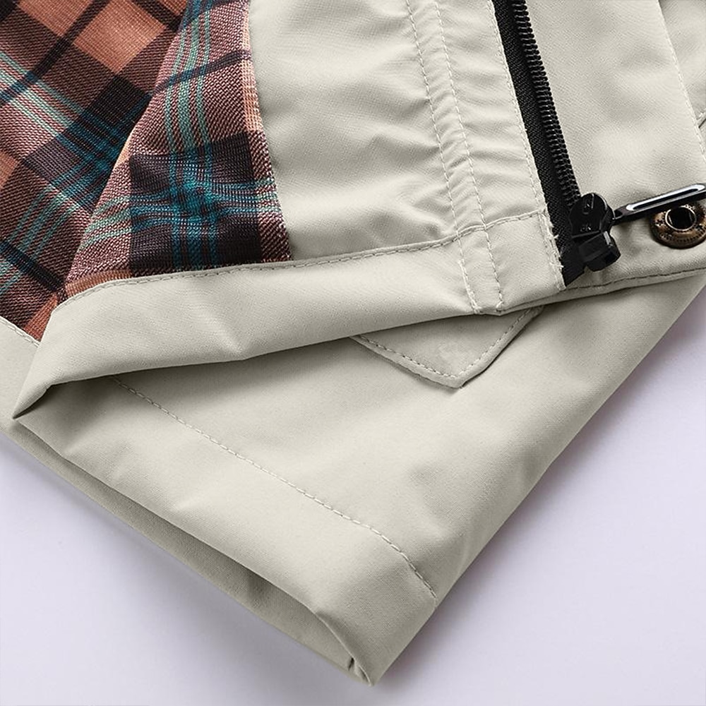 Men's Winter Coat Winter Jacket Sport Coat Waterproof Outdoor Jacket Camping & Hiking  Windbreaker Zipper Pocket Fall Winter Solid Color Fashion Streetwear Hooded Regular Wine Black White Army Green