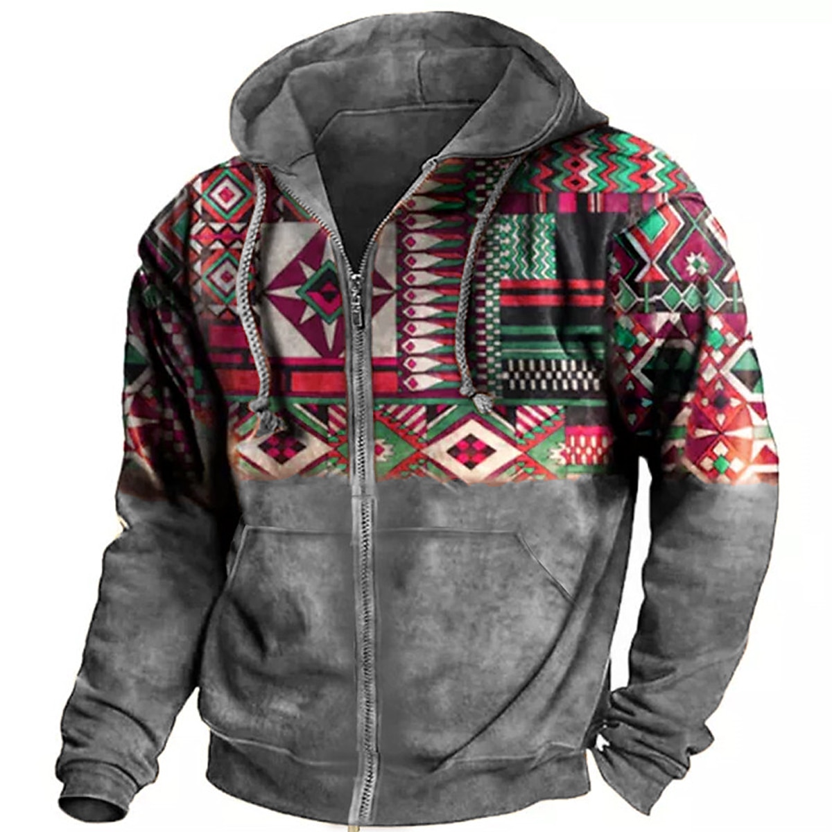 Men's Full Zip Hoodie Jacket Blue Purple Brown Dark Gray Coffee Hooded Color Block Graphic Prints Zipper Print Sports & Outdoor Daily Sports 3D Print Streetwear Designer Ethnic Spring &  Fall
