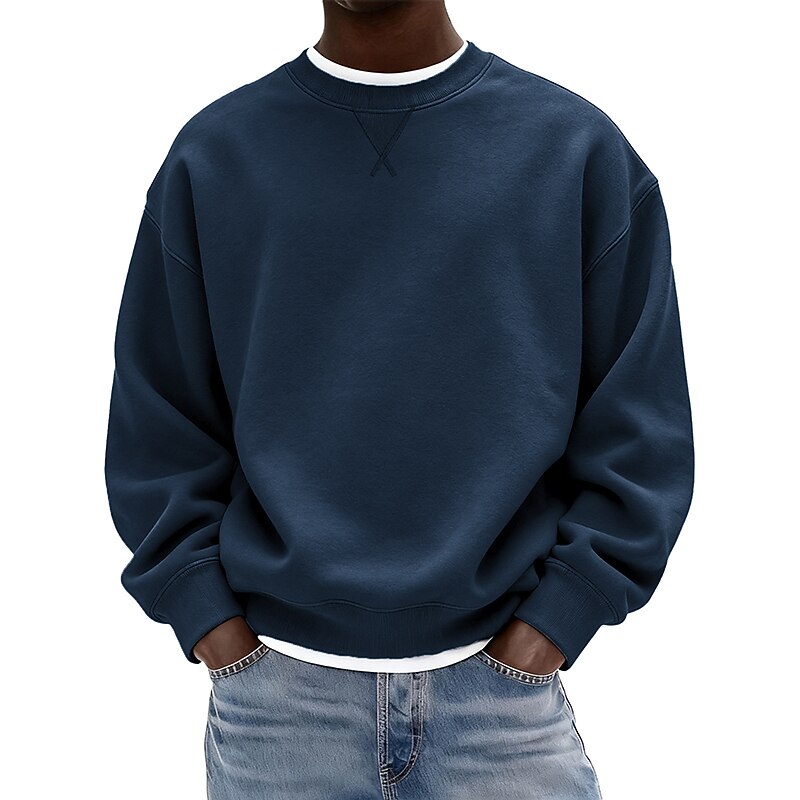 Men's Sweatshirt Pullover Hoodie Sweatshirt Pullover Black White Yellow Navy Blue Blue Crew Neck Plain Sports & Outdoor Casual Daily Streetwear Cool Sportswear All Seasons Clothing Apparel Hoodies