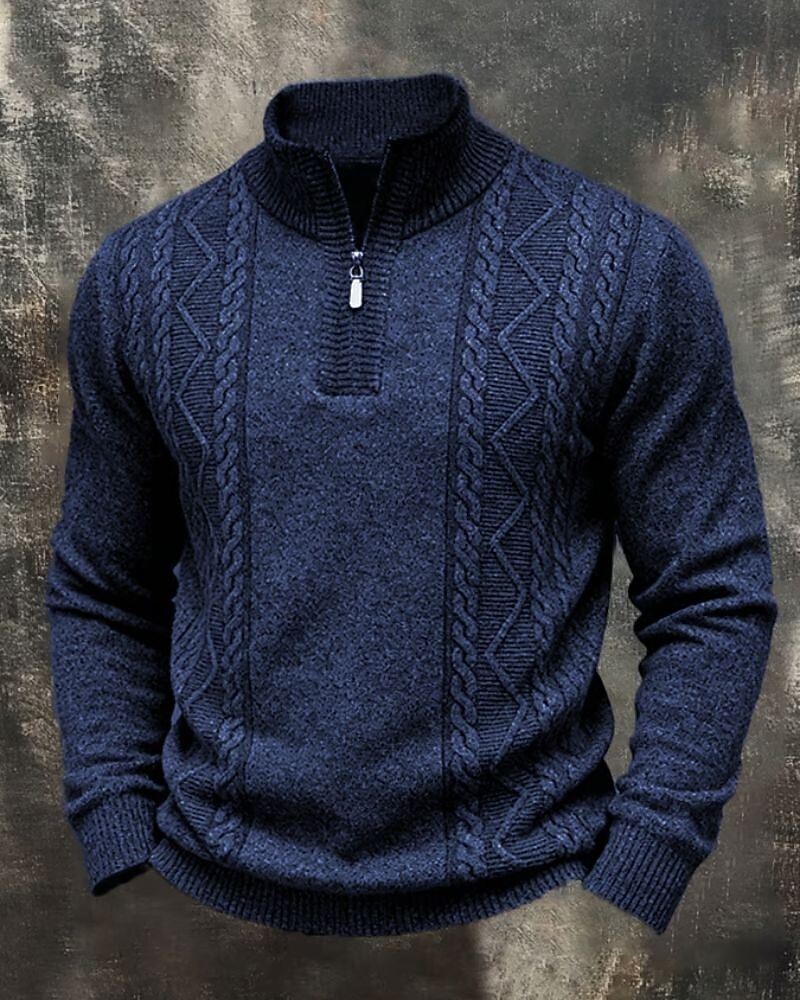 Men's Sweater Quarter Zip Sweaters Knit Sweater Knitted Pullover Ribbed Knit Regular Tops Knitted Plain Quarter Zip Fashion Streetwear Casual Daily Wear Clothing Apparel Fall Winter Burgundy Blue S M