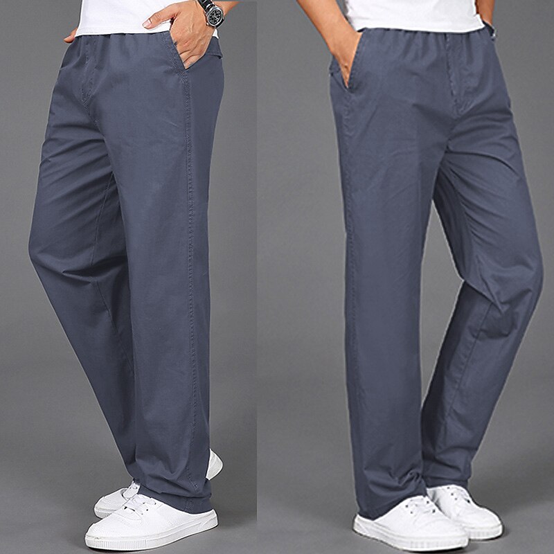 Men's Cargo Pants Cargo Trousers Trousers Elastic Waist Straight Leg Plain Outdoor Sports Full Length Casual Daily Stylish Classic Style ArmyGreen Black