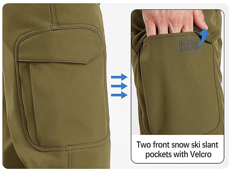 Men's Fleece Softshell Hiking Button Straight Leg Fleece Lined Plain Windproof Comfort Casual Daily Holiday Sports Fashion Cargo Pants