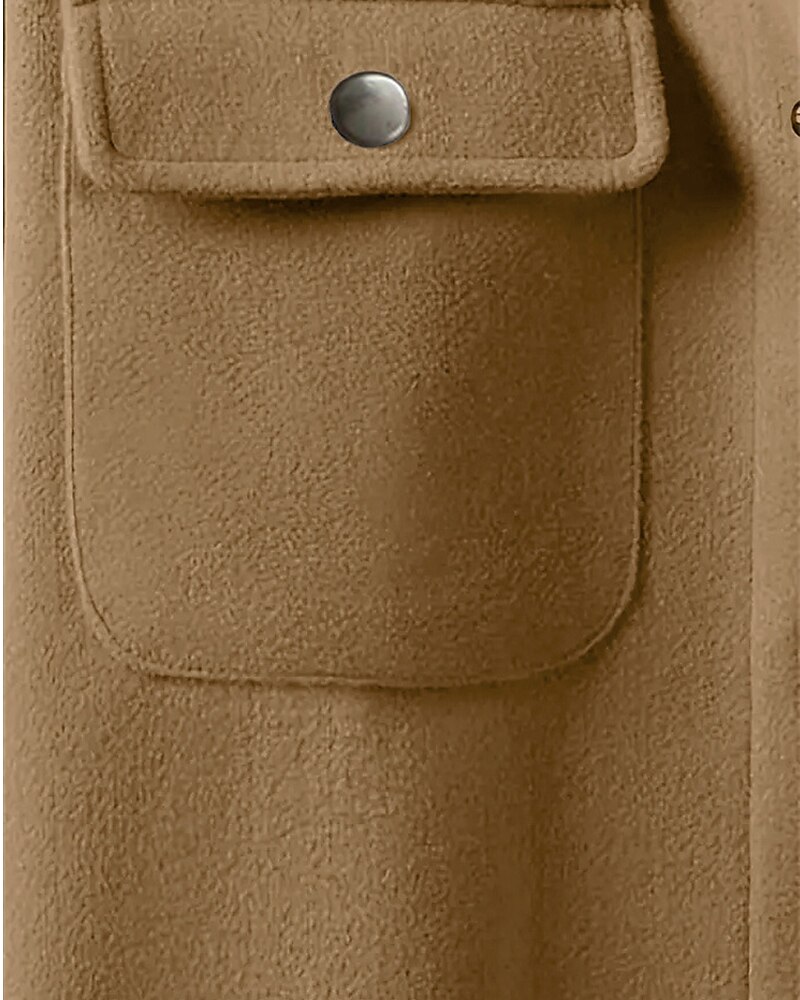 Men's Shirt Jacket Casual Jacket Vacation Daily Breathable Pocket Spring Fall Plain Fashion Classic Lapel Regular Dark Gray Black Navy Blue Khaki Light Grey Jacket