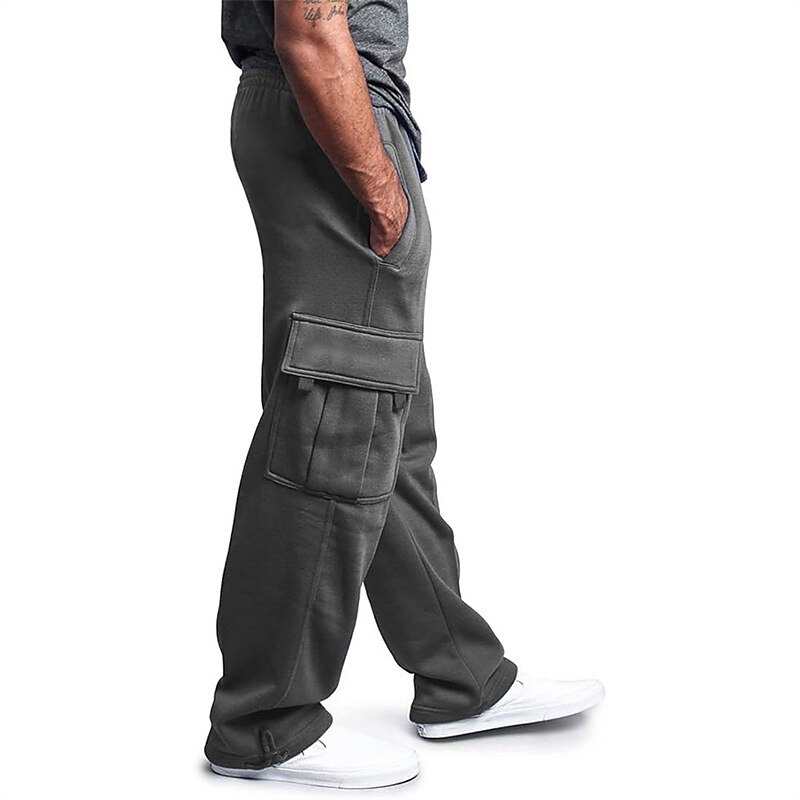 Men's Cargo Sweatpants Sweatpants Trousers Drawstring Pocket Elastic Waist Plain Comfort Sports Outdoor Daily Fashion Casual Black White Micro-elastic