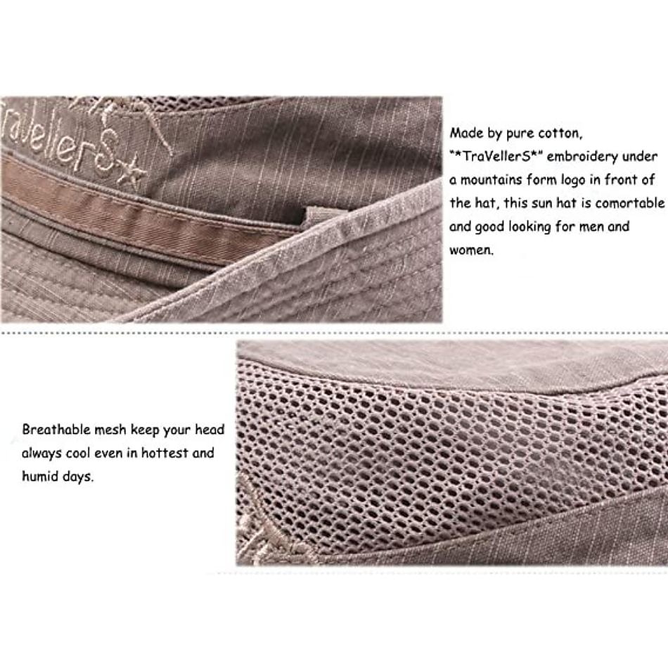 Men's Bucket Hat Sun Hat Fishing Hat Boonie hat Hiking Hat Black khaki Cotton Mesh Streetwear Stylish Casual Outdoor Daily Outdoor clothing Letter Embroidery UV Sun Protection Sunscreen Quick Dry