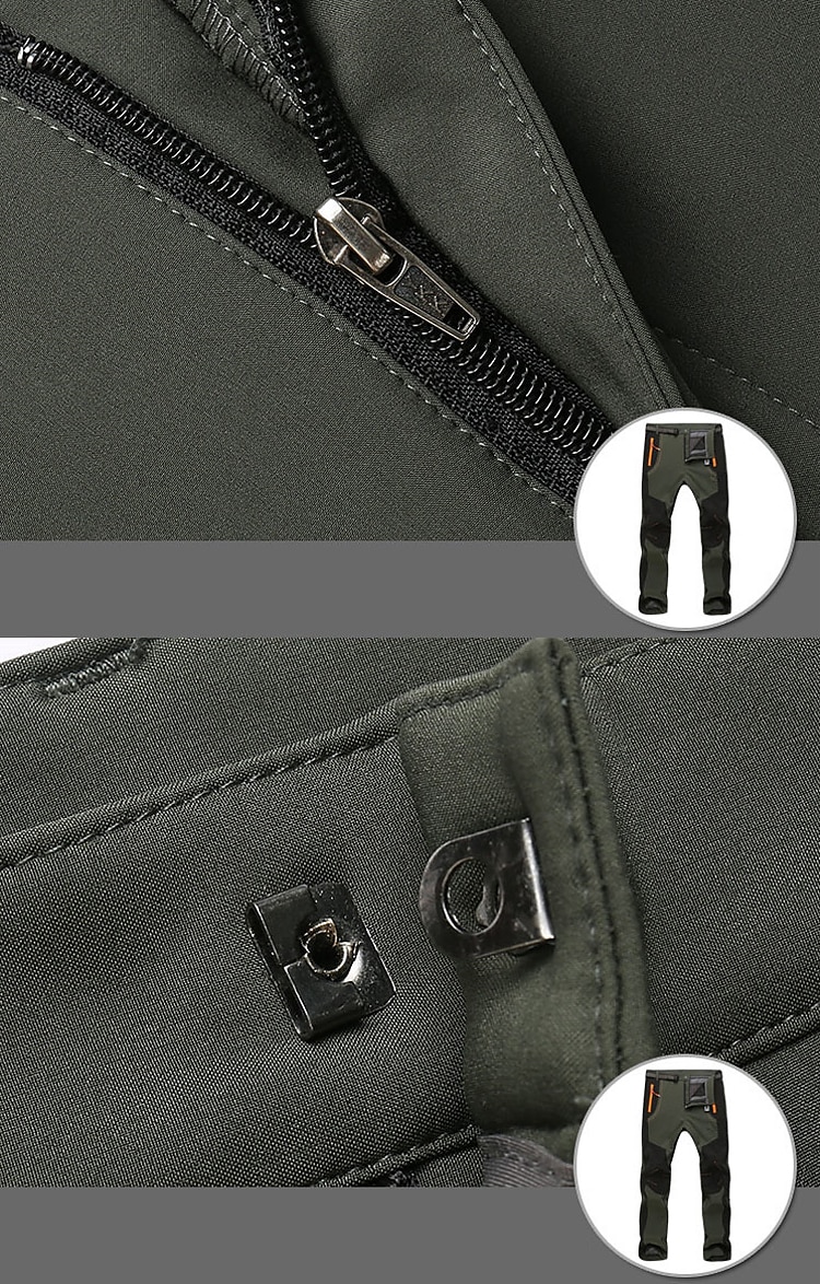 Men's Fleece Lined Pants Waterproof Hiking Pants Trousers Softshell Pants Winter Outdoor Thermal Warm Windproof Fleece Lining Pants / Trousers Bottoms Army Green Gray Black Hunting Fishing Climbing