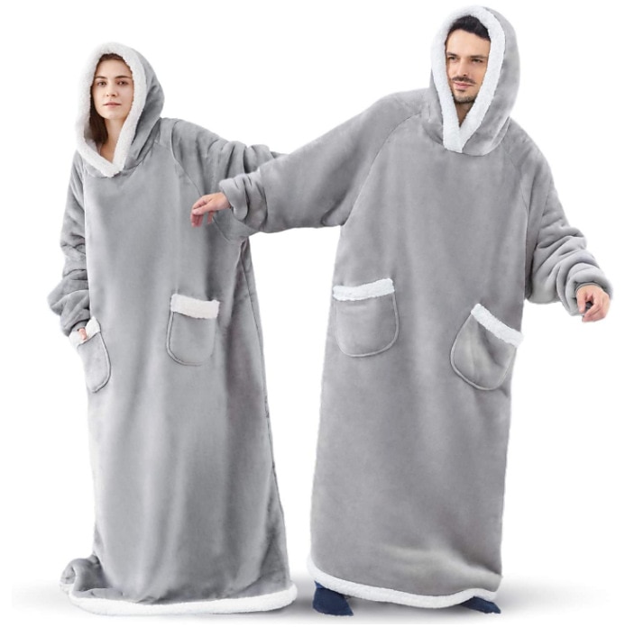 Adults' Oversized Hoodie Blanket Wearable Blanket With Pocket Solid Color Onesie Pajamas Flannel Cosplay For Men and Women Carnival Animal Sleepwear Cartoon Festival / Holiday Costumes