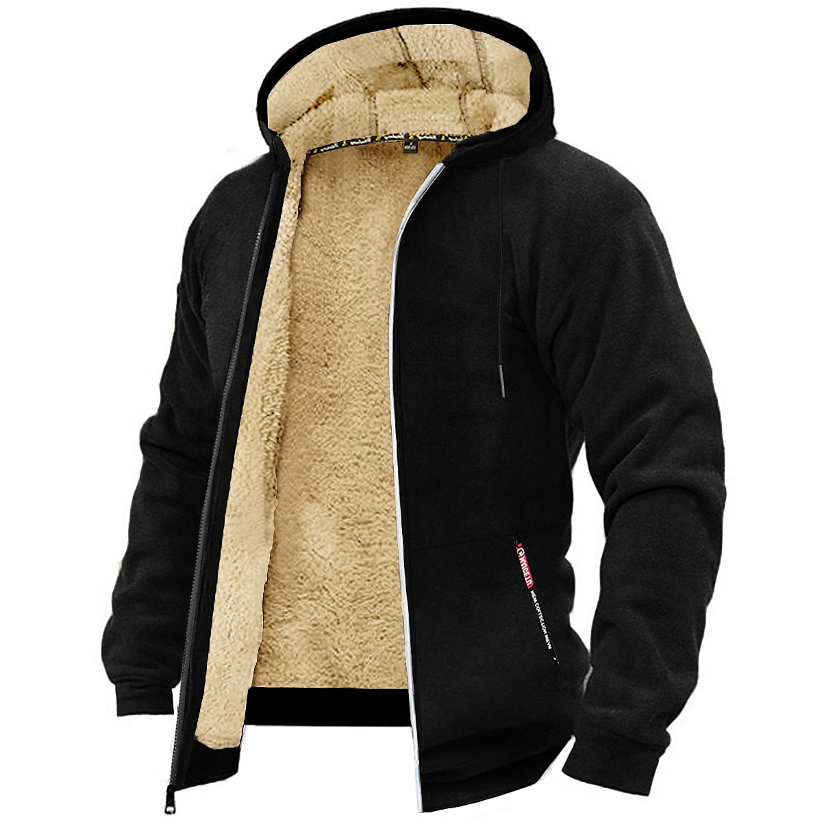 Men's Zip Sherpa Hooded Solid Color Zipper Basic Cool Casual Winter Clothing Apparel Hoodies Sweatshirts