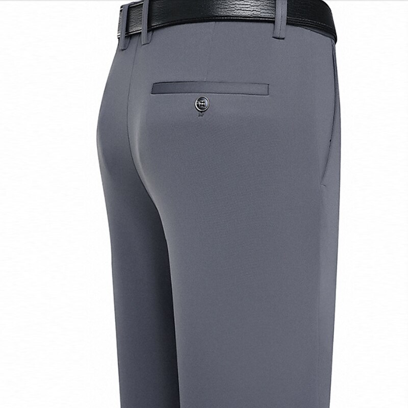 Men's Dress Pants Trousers Slacks Flat Front Pants Suit Pants Straight Leg Geometry Stretch No-Iron Formal Business Classic Style Casual Black Royal Blue High Waist Stretchy