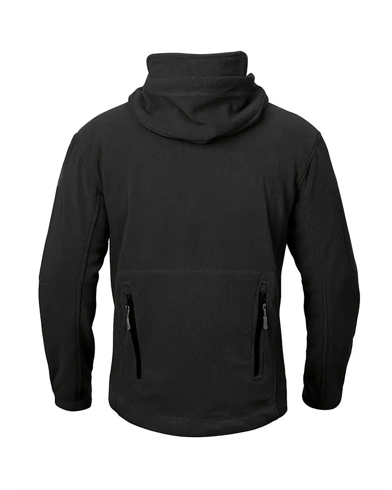 Men's Fleece Jacket Military Jacket Tactical Jacket Daily Vacation Thermal Warm Pocket Fleece Fall & Winter Plain Fashion Streetwear Hooded Regular Black Khaki Army Green Gray Jacket