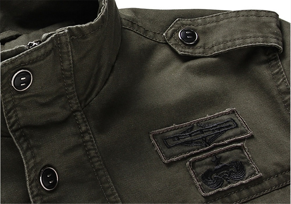 Men's Bomber Jacket Varsity Jacket Tactical Jacket Casual Wearable Multi Pocket Spring Fall Winter Military Military Style Stand Collar Regular Cotton Black Khaki Army Green Jacket