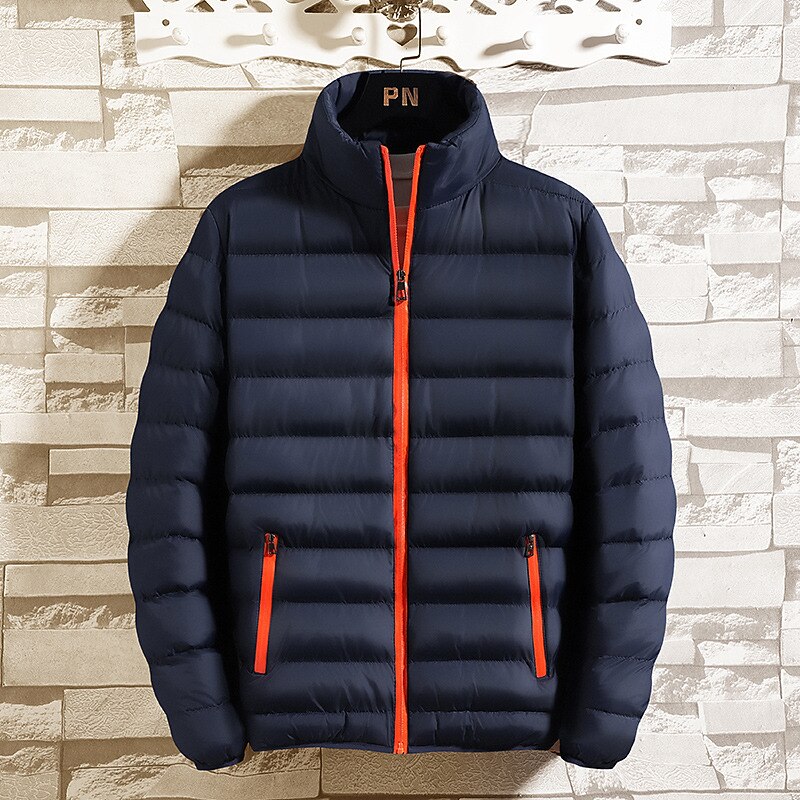 Men's Winter Coat Puffer Jacket Padded Jacket Pocket  Vacation Daily Wear Date Regular Fashion Casual Comfortable Thermal Warm Fall Winter Solid / Plain Color Black Blue Dark Blue Puffer