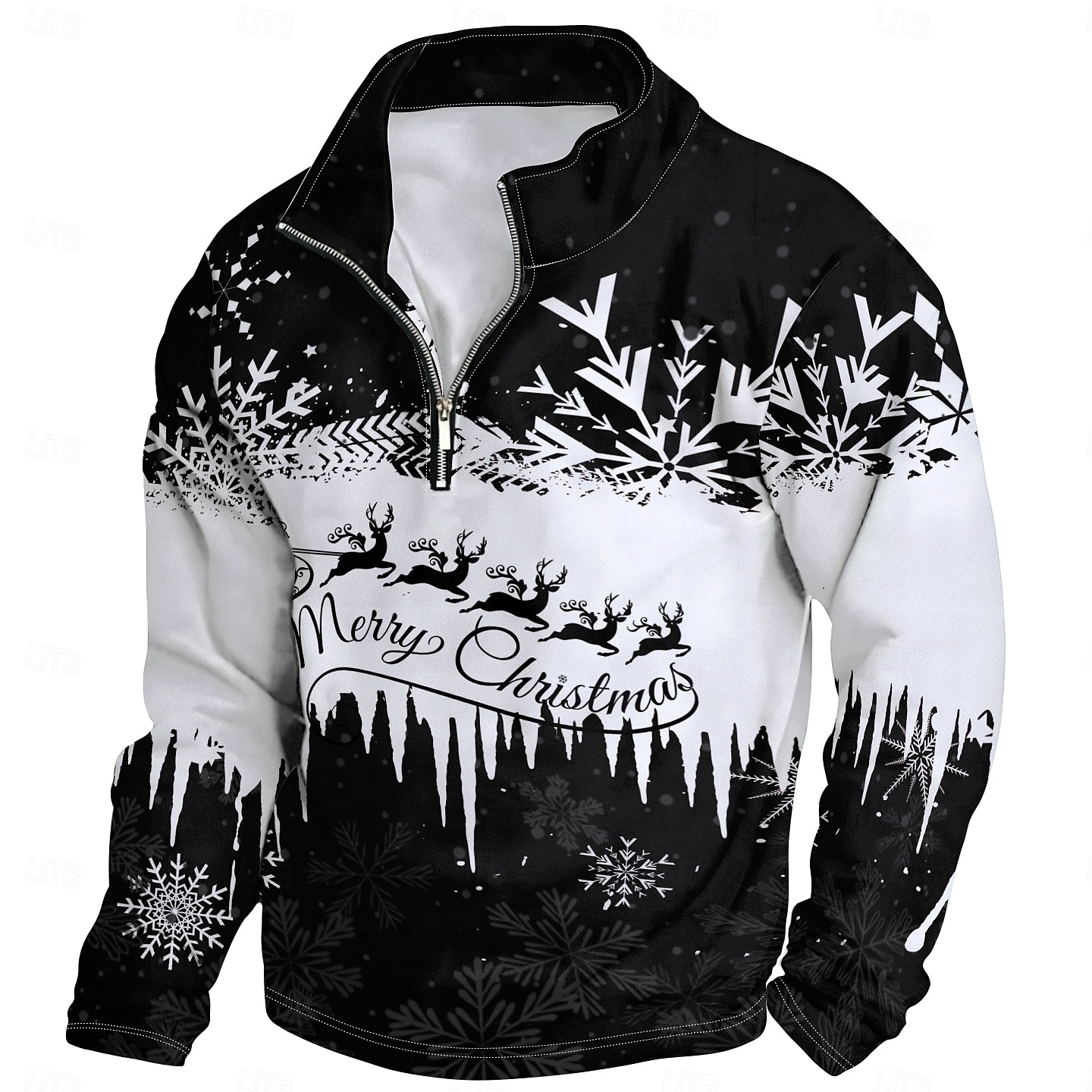 New Year Christmas Men's Sweatshirt Long Sleeve Sweatshirt 3D Print Vacation Going out Streetwear Print Spring &  Fall