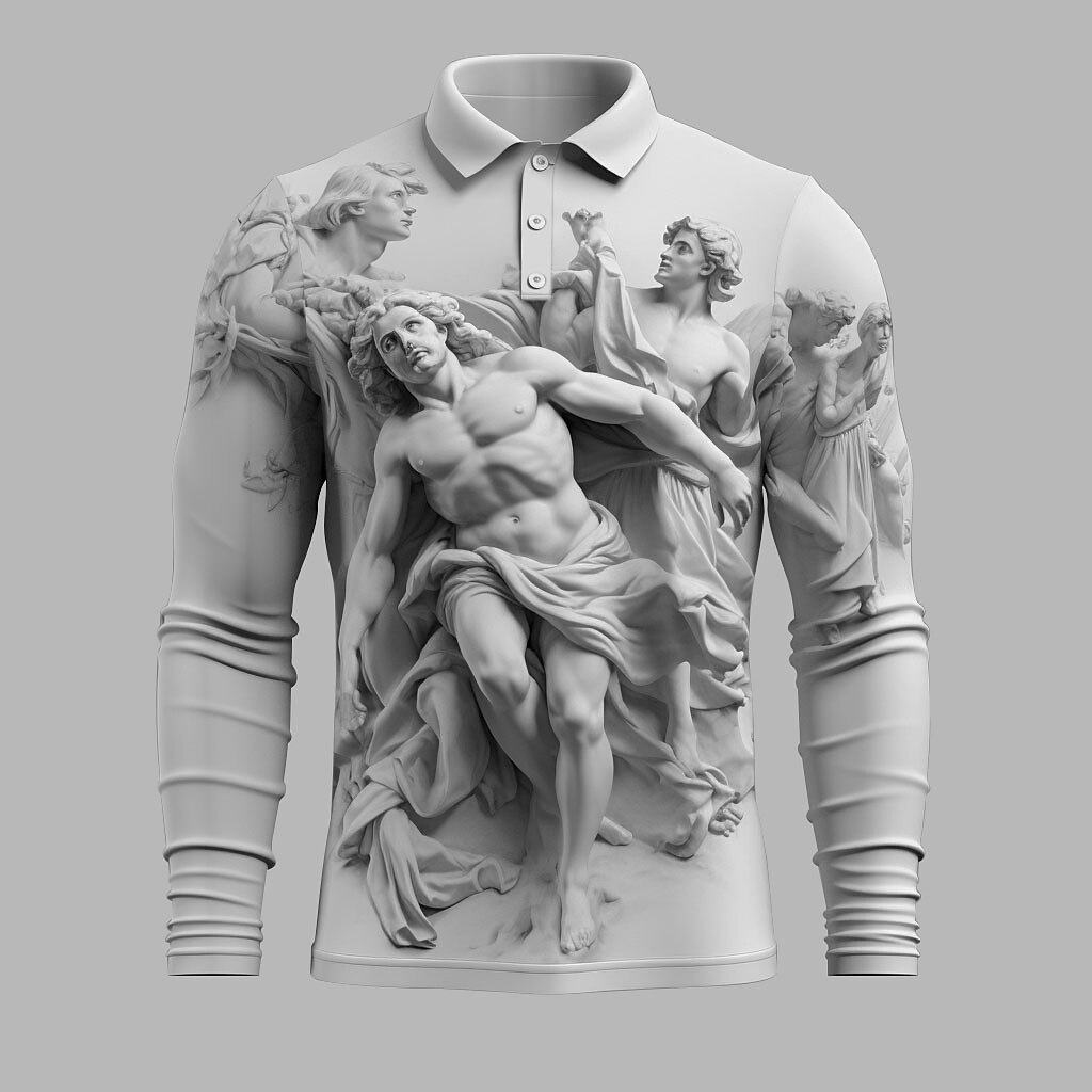 Embossed Relief Pattern Vintage Men's 3D Print Golf Polo Outdoor Casual Daily Streetwear Polyester Long Sleeve Turndown Polo Shirts Black White Purple Fall & Winter S M L Micro-elastic Lapel Polo