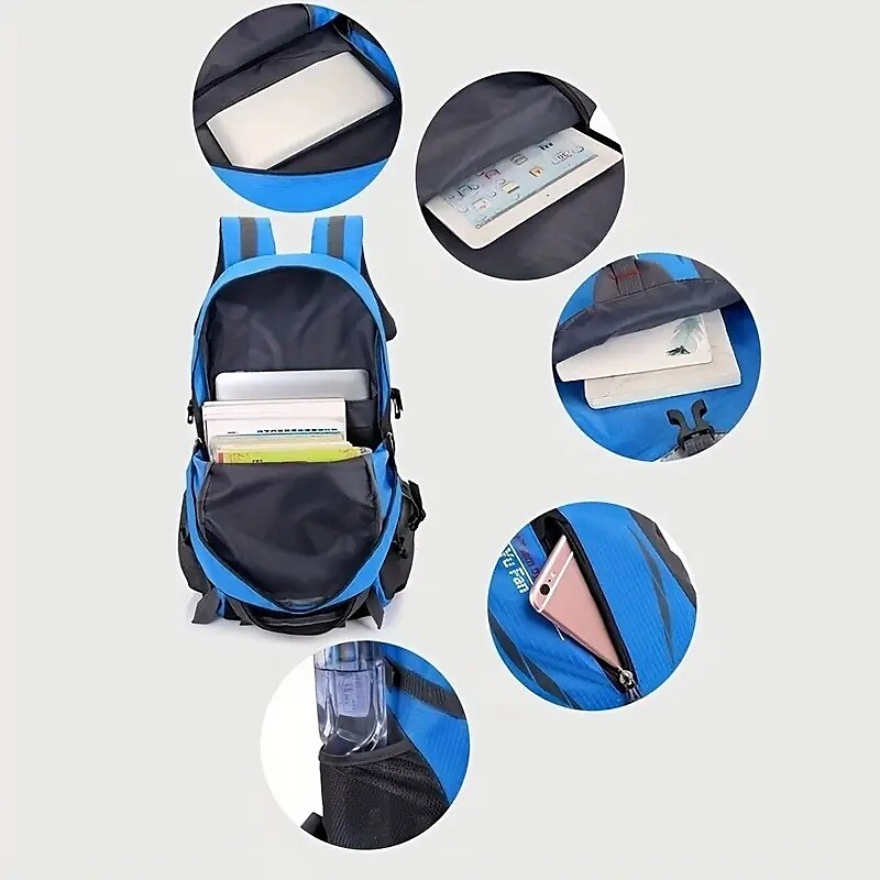 Outdoor Waterproof Nylon Backpack for Hiking, Travel, and School - Durable and Spacious for Students, Back to School